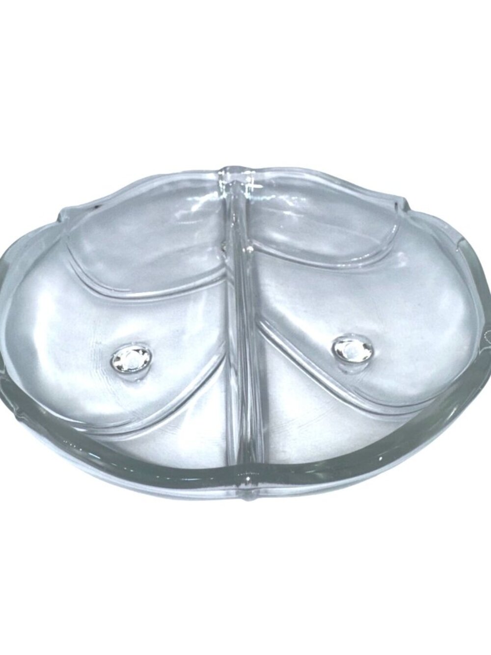 Vintage  2 Section Clear Glass Divided Footed Relish Dish/mTray - Picture 12 of 14